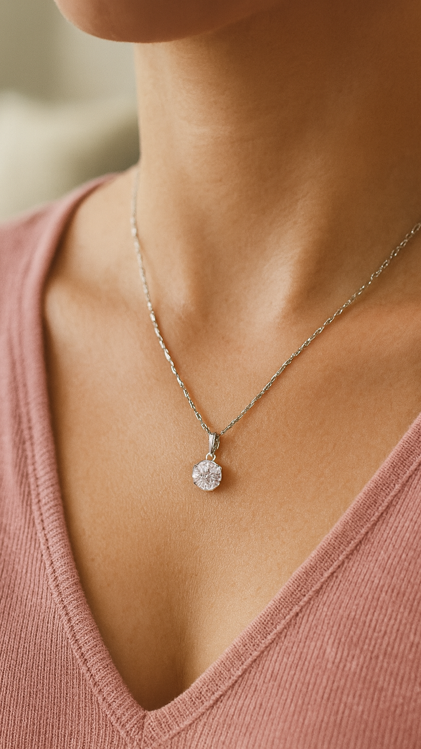 Round Diamond Pendant Necklace