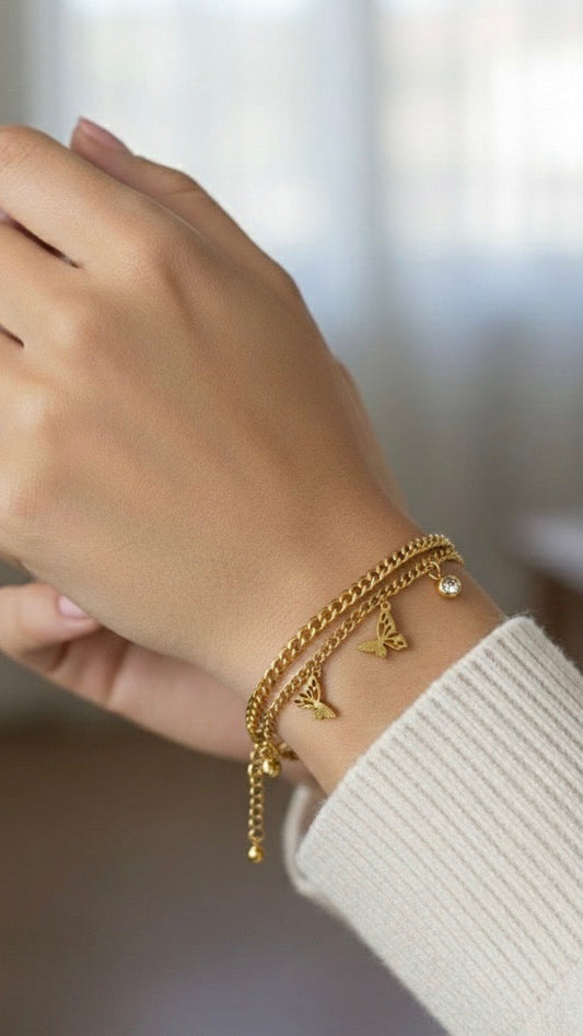 Moonshine Butterfly Charm Bracelet